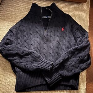 Polo Ralph Lauren Navy Blue Cable Knit Quarterzip